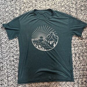 Graphic Gorpcore Hiking Nature Tee Shirt in Dark Teal Mens Small Women’s Large